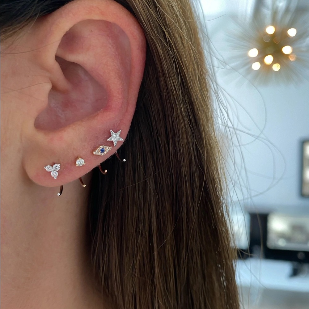 EF Collection Diamond Single Loop Earring 14K White Gold NEW